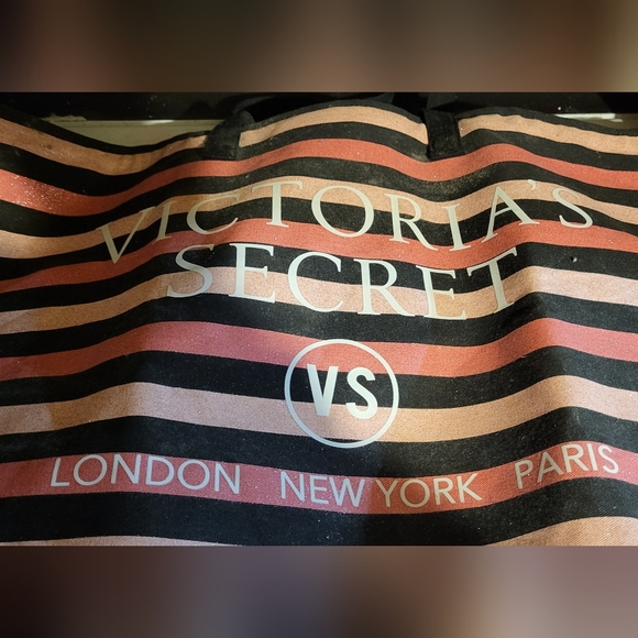 Victoria's Secret Handbags - Victoria's Secret Black and Pink Striped Bag